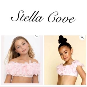 Stella Cove Draped Pink Petals One Piece Bikini Top Only. Size 12 Yrs.